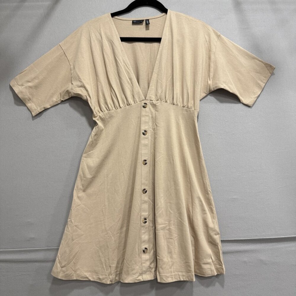 ASOS DESIGN Dress Womens Small Button Front Tea Casual V Neck Short Sleeve - Picture 1 of 11